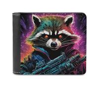sinyumoney Colorful Raccoon Soldier Artwork 3D Print Men's Wallet Holds Bills Credit RFID Blocking Stylish Banknote Compartments Fashion Slim Wallets 11.7cm*9.5cm