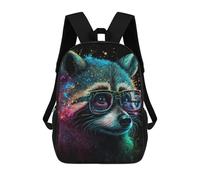 sinyumoney Colorful Raccoon with Glasses Art Print School Backpack Business Durable Laptop Bag for Camping Outdoor Adventures And Daily Travel 17inch