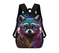 sinyumoney Colorful Raccoon with Glasses Backpack School Computer Rucksack for School/Work/Travel- Perfect for Travel, Work And Daily Use 17inch