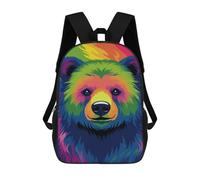 sinyumoney Colorful Rainbow Bear Art Print School Backpack Large School Backpack for Boys for Campus Outdoor Travel Sports 17inch