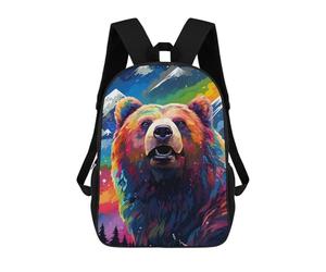 sinyumoney Colorful Rainbow Bear Art School Backpack Fashion Stationery Backpack Waterproof Casual Daypacks for Camping Outdoor Adventures And Daily Travel 17inch