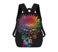sinyumoney Colorful Rainbow Flower Art Backpack School Daypacks Business Backpack Water Resistant Bookbag for Camping Outdoor Adventures And Daily Travel 17inch