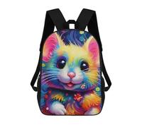 sinyumoney Colorful Rainbow Kitten Backpack Schoolbags for Boys Girls Casual Sport Daypack Elementary Primary Large Capacity Bookbags 17inch