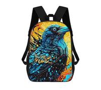 sinyumoney Colorful Raven Artwork Backpacks 3D Printed Kids School Backpack School Bag Fashion Rucksacks for Boys Elementary And Middle School Students 17inch