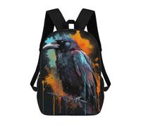 sinyumoney Colorful Raven With Drips School Backpack Daypacks Business Backpack Water Resistant Bookbag for Men/Women 17inch