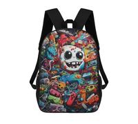 sinyumoney Colorful Retro Gaming Collage Backpack School Rucksack Casual Daypacks School Work Travel Bag for Camping Outdoor Adventures And Daily Travel 17inch