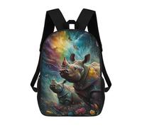 sinyumoney Colorful Rhino Dreamscape Backpack Cartoon Plush Bag, 3D Backpack for Kids School Bag Birthday Gift Idea for Boys And Girls 17inch