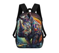 sinyumoney Colorful Rhino Illustration Rucksack Travel College Rucksack Backpacks for Girls Boys Teenage 17inch