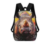 sinyumoney Colorful Rhino Portrait -1 School Backpack Daypacks Business Backpack Water Resistant Bookbag for School/Work/Travel 17inch