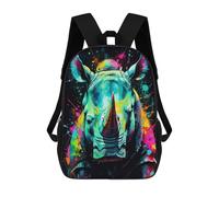 sinyumoney Colorful Rhino Portrait School Bags Lightweight Schoolbag Dayback Bookbag College for Teenage Girls Boys Women Men 17inch