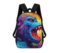 sinyumoney Colorful Roaring Bear Artwork -1 Backpack Cartoon Plush Bag, 3D Backpack for Kids School Bag Birthday Gift Idea for Boys And Girls 17inch