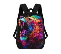 sinyumoney Colorful Roaring Lion Art Backpacks 3D Printed Kids School Backpack School Bag Fashion Rucksacks for Boys Elementary And Middle School Students 17inch