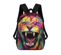 sinyumoney Colorful Roaring Lion Art Print-2 Backpack School Bag Lightweight Casual Daypack School Backpacks for Teenage Girls Boys Women Men 17inch