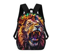 sinyumoney Colorful Roaring Lion Artwork School Bags Daypacks Business Backpack Water Resistant Bookbag for Men, Women & Teenage Boys 17inch