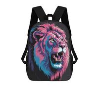sinyumoney Colorful Roaring Lion Head Illustration Children's Backpack, 3D Printed School Backpack, Backpack for Boys Girls, Adjustable School Bag for Primary School 17inch