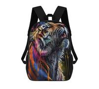 sinyumoney Colorful Roaring Tiger Art Children's School Backpack 3D Printed for Kids Travel Rucksacks Book Bags for Boys Elementary School Students 17inch