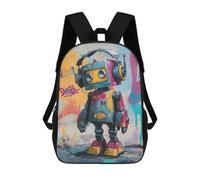 sinyumoney Colorful Robot Graffiti Art Print Backpack School Bag Work Laptop Backpack Rucksack Bag for Boys/Girls/Teenagers 17inch