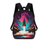sinyumoney Colorful Rocket Backpack 3D Printed Children's School Backpack for Kids High Capacity Travel Rucksacks Book Bags Kids School Bag Back Pack 17inch