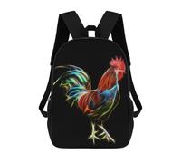 sinyumoney Colorful Rooster 3D Printed Children's School Backpack for Kids High Capacity Travel Rucksacks Book Bags Kids School Bag Back Pack 17inch