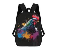 sinyumoney Colorful Rooster Art Print-1 School Backpack Water Resistant Travel Backpack Computer Bag for Men, Women & Teenage Boys 17inch