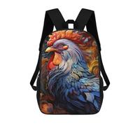 sinyumoney Colorful Rooster Artwork 17inch School Bag 3D Printed Children's School Backpack Casual Fashion Travel Backpacks for Kids School Students