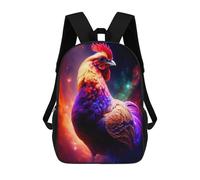 sinyumoney Colorful Rooster in Space Children's School Backpack Fashion Casual Children's Backpacks 3D Printed School Bags Boy Large Backpack 17inch
