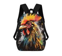 sinyumoney Colorful Rooster Painting Backpack School Bag Lightweight Airport College Students Back Pack for Men, Women & Teenage Boys 17inch
