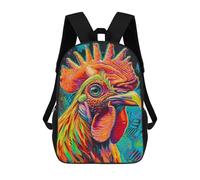 sinyumoney Colorful Rooster Portrait Children's School Backpack Fashion Casual Children's Backpacks 3D Printed School Bags Boy Large Backpack 17inch