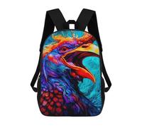 sinyumoney Colorful Rooster Portrait School Backpack Daypacks Business Backpack Water Resistant Bookbag - Perfect for Travel, Work And Daily Use 17inch