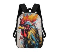 sinyumoney Colorful Rooster Splatter Rucksacks 3D Printed Children Backpacks Fashion Casual Daypack Cute Travel Bags Outdoor Casual Daypack for Boy And Girl 17inch