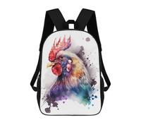 sinyumoney Colorful Rooster Watercolor Art Print Backpacks 3D Printed Kids School Backpack Outdoor Casual Daypack Fashion Casual Children Backpacks Cute Travel Bags 17inch