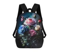 sinyumoney Colorful Rose Bouquet Backpacks, Kids Backpack Student School Bag 3D Printed Travel Backpacks Fashion Accessory Backpack Children Waterproof School Bags 17inch