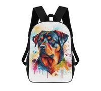 sinyumoney Colorful Rottweiler Art Children's Backpack, 17 Inch 3D Printed School Backpack, Backpack Cartoon Adjustable School Bag for Primary School