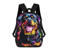 sinyumoney Colorful Rottweiler Art Print-3 Backpack Kids School Bag Boys Cartoon 3D Print Students Schoolbag Laptop Daypack for Boys Girls 17inch