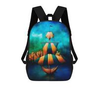 sinyumoney Colorful Sailing Ship Artwork Children's Backpacks 17inch School Backpack 3D Printed Bag Bookbag for Kids Travel Rucksacks Boy Girl Book Bags Kids School Bag
