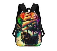 sinyumoney Colorful Sailing Ship Artwork School Bags Water Resistant School Bag Business Backpack for Boys/Girls/Teenagers 17inch