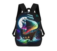 sinyumoney Colorful Sailing Ship at Night -1 Backpacks 3D Printed School Bag Casual Kids Fashion School Bag for Boys Middle School Students School 17inch