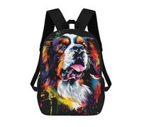sinyumoney Colorful Saint Bernard Dog Art Print Backpack School Lightweight Airport College Students Back Pack for Girl, Teen Girls 17inch