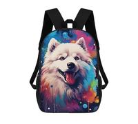 sinyumoney Colorful Samoyed Art Print School Backpack High Secondary School Bags Casual Backpack for Girl, Teen Girls 17inch