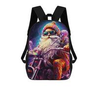 sinyumoney Colorful Santa on Motorcycle -1 Backpack School Lightweight Airport College Students Back Pack for School/Work/Travel 17inch