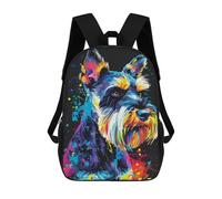 sinyumoney Colorful Schnauzer Art Print-3 Backpack School Bag High Secondary School Bags Casual Backpack - Perfect for Travel, Work And Daily Use 17inch