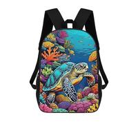 sinyumoney Colorful Sea Turtle in Coral Reef Children's School Backpack 3D Printed for Kids Travel Rucksacks Book Bags Kids School Bag 17inch