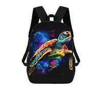 sinyumoney Colorful Sea Turtle in Space Kids Backpack,School Backpack Kids School Bag 3D Printed Cartoon Large Capacity Backpack for Kids Boys And Girls 17inch