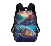 sinyumoney Colorful Sea Turtle Landscape Backpack School Rucksack Casual Daypacks School Work Travel Bag for Men/Women 17inch