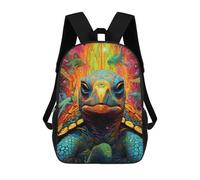 sinyumoney Colorful Sea Turtle Mosaic Kids Backpack,School Backpack Kids School Bag 3D Printed Cartoon Large Capacity Backpack for Kids Boys And Girls 17inch
