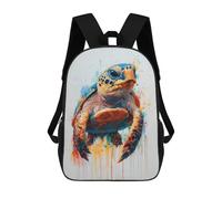 sinyumoney Colorful Sea Turtle Painting 3D Printed Children's School Backpack for Kids High Capacity Travel Rucksacks Book Bags Kids School Bag Back Pack 17inch