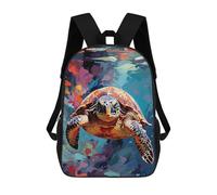 sinyumoney Colorful Sea Turtle Painting - Vivid Instincts Backpack School Bag School Secondary High School College Backpack Travel for Teenage Girls Boys Women Men 17inch