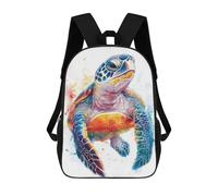 sinyumoney Colorful Sea Turtle Watercolor 17inch School Bag 3D Printed Children's School Backpack Casual Fashion Travel Backpacks for Kids School Students