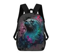 sinyumoney Colorful Seal Art Print Backpack School Bag Fashion Stationery Backpack Waterproof Casual Daypacks- Perfect for Travel, Work And Daily Use 17inch