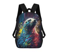 sinyumoney Colorful Seal Painting 3D Printed School Bag Children's School Backpack Schoolbags Travel Backpacks Casual Fashion Bag for Kids School Students 17inch
